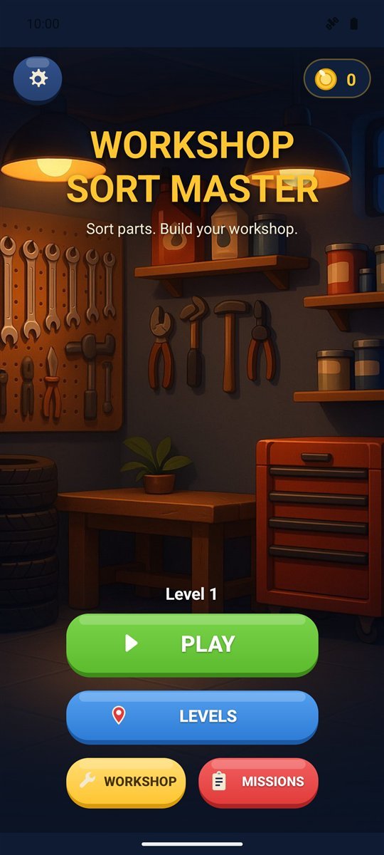 Home screen with the illustrated garage
